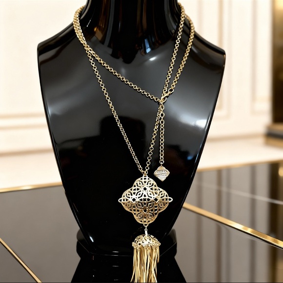 Unique Kendra Scott Kacey Gold Filigree Necklace - Picture 1 of 3
